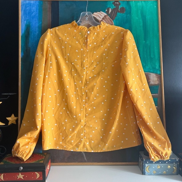 SHEIN Yellow Heart Print Blouse Size XS - Picture 5 of 14
